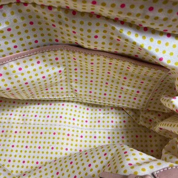 Kate Spade Burlap painted floral prints shoulder bag tan leather straps &trims - Picture 12 of 16